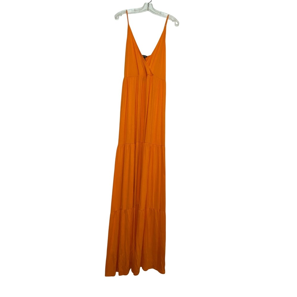 Orange Tiered Maxi Dress Size 14 Boho Western Cottage Y2K Flowing Feminine Gown
